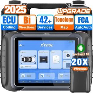 XTOOL Herramienta de escaneo bidireccional inalámbrico D8W, escáner OBD2 2025 con topología, autenticación automática FCA, actualizaciones de 3 años, codificación ECU, PMI, más de 42 reinicios