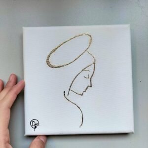 "Virgen". Tecnica:Hoja de Oro sobre tela. Medidas: 20x20cm.