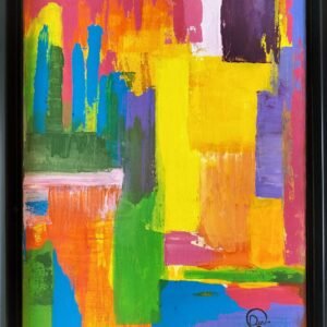 "Salto de Color". Técnica: Acrílico con marco negro incluido como se ve en la imagen. Medidas 40 x 50cm